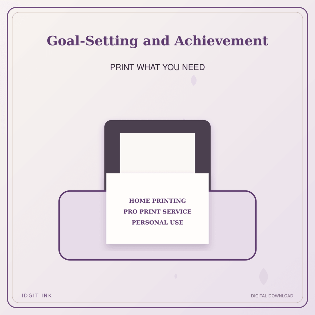 Idgit Ink Goal-Setting and Achievement deluxe journal and planner bundle — home and professional printing information