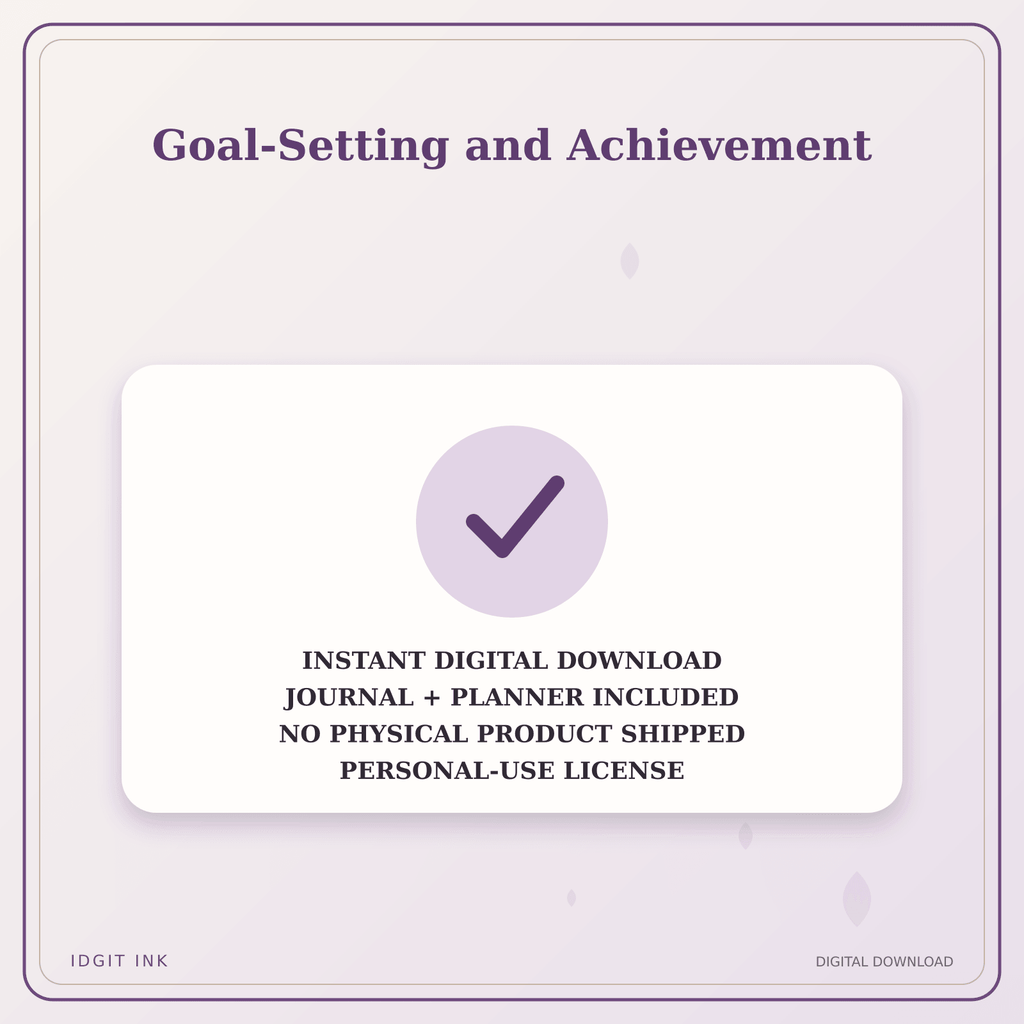 Idgit Ink Goal-Setting and Achievement deluxe journal and planner bundle — instant download and no physical product notice