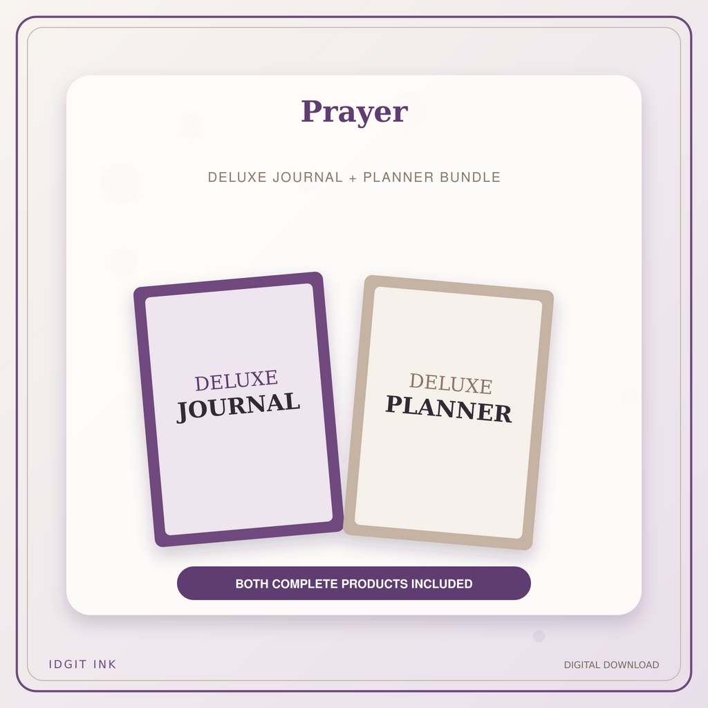 Idgit Ink Prayer deluxe journal and planner bundle — primary bundle cover showing both deluxe products