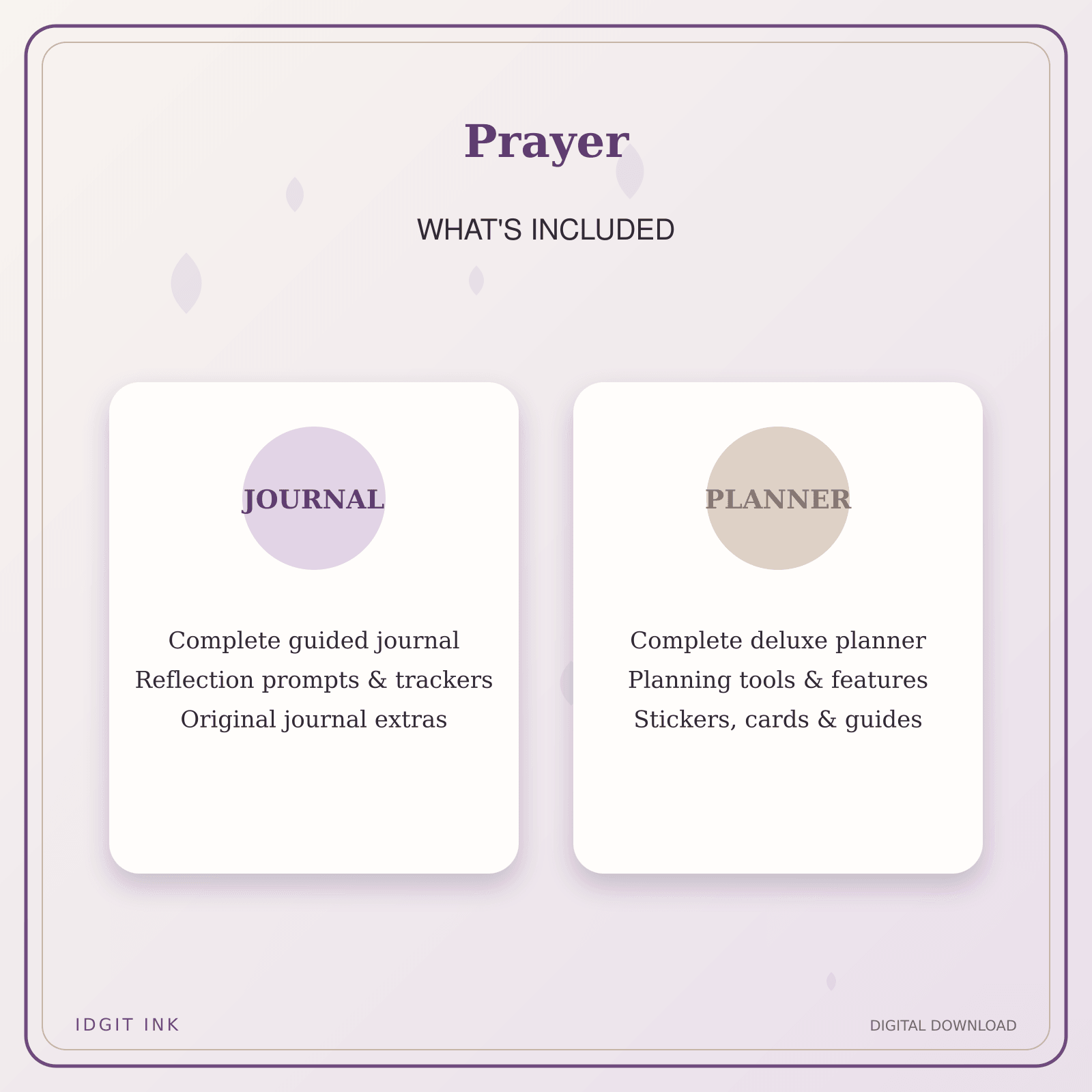 Idgit Ink Prayer deluxe journal and planner bundle — complete journal and planner bundle contents
