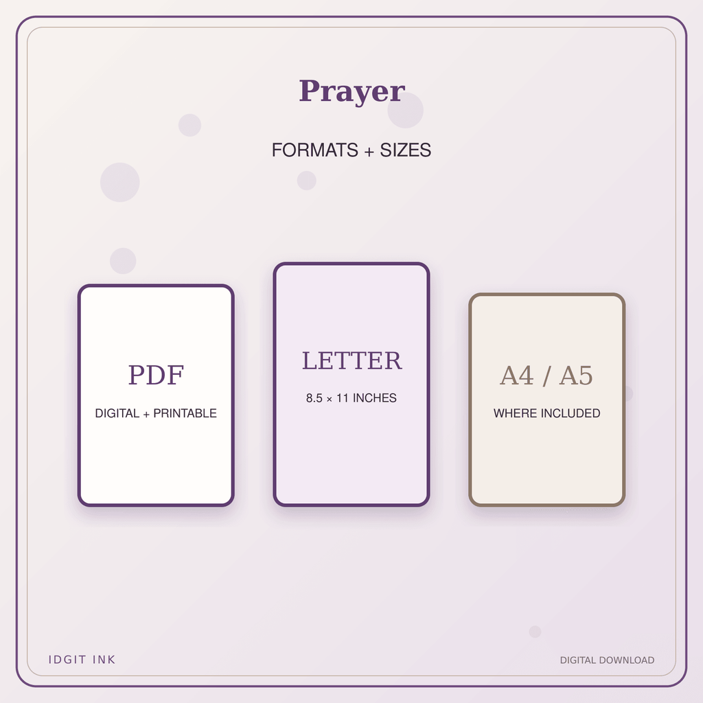 Idgit Ink Prayer deluxe journal and planner bundle — digital formats and available page sizes
