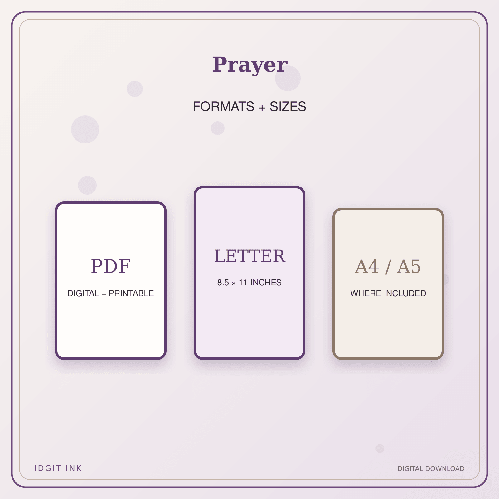 Idgit Ink Prayer deluxe journal and planner bundle — digital formats and available page sizes