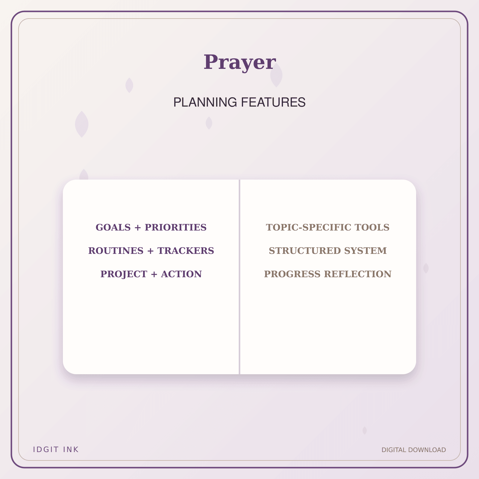 Idgit Ink Prayer deluxe journal and planner bundle — planner organization and planning features