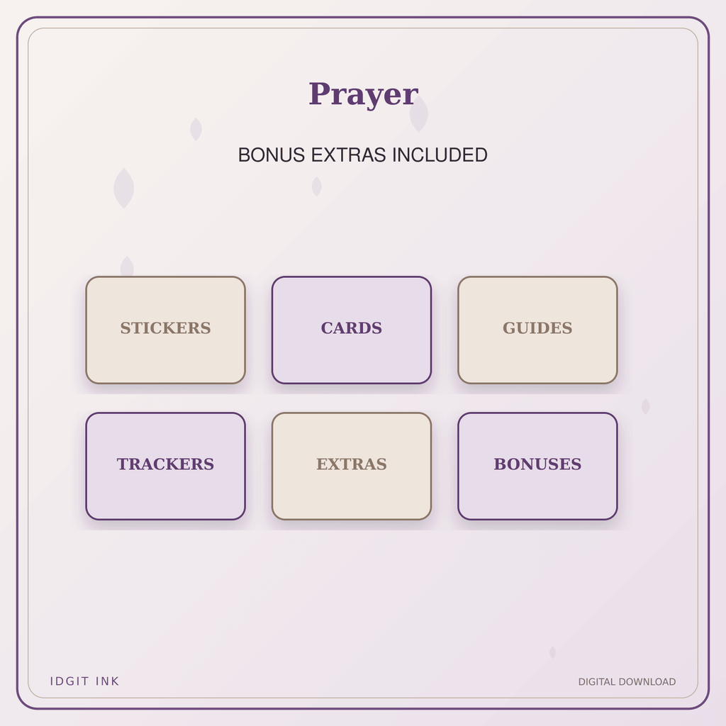 Idgit Ink Prayer deluxe journal and planner bundle — included digital stickers and cards