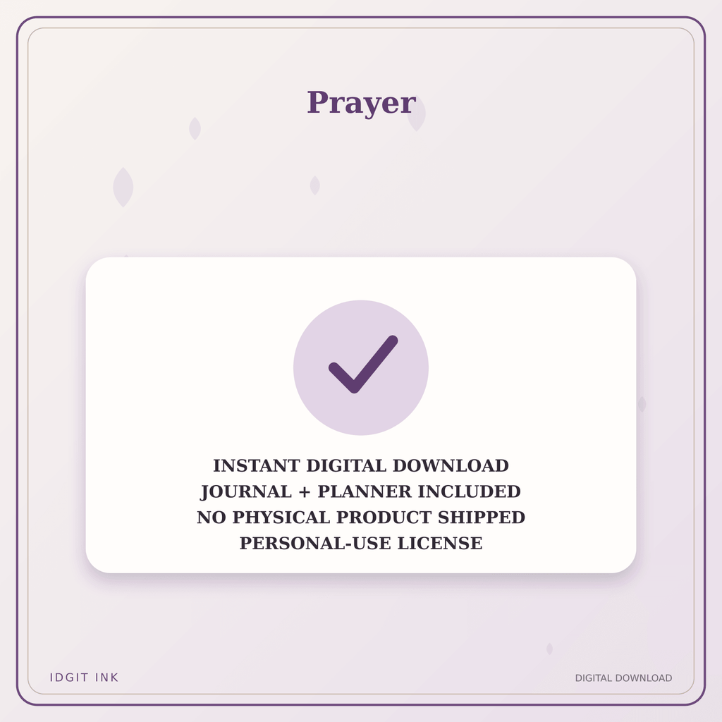 Idgit Ink Prayer deluxe journal and planner bundle — instant download and no physical product notice