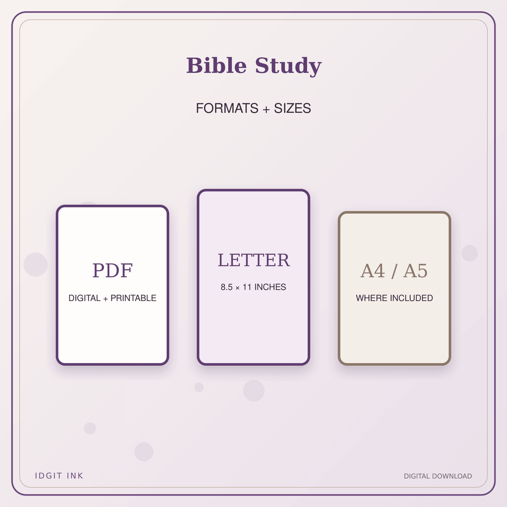 Idgit Ink Bible Study deluxe journal and planner bundle — digital formats and available page sizes