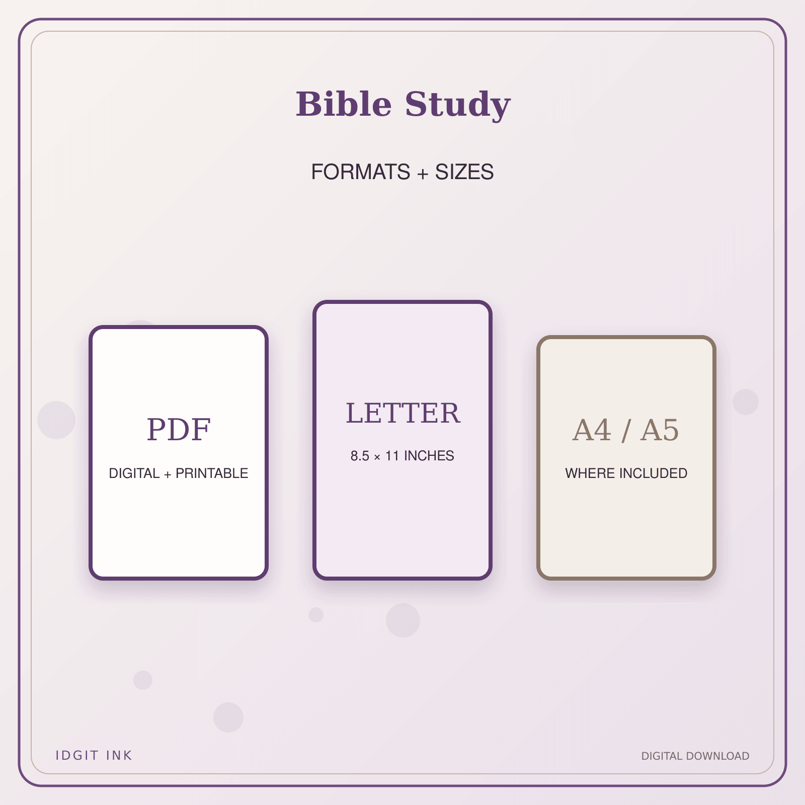 Idgit Ink Bible Study deluxe journal and planner bundle — digital formats and available page sizes