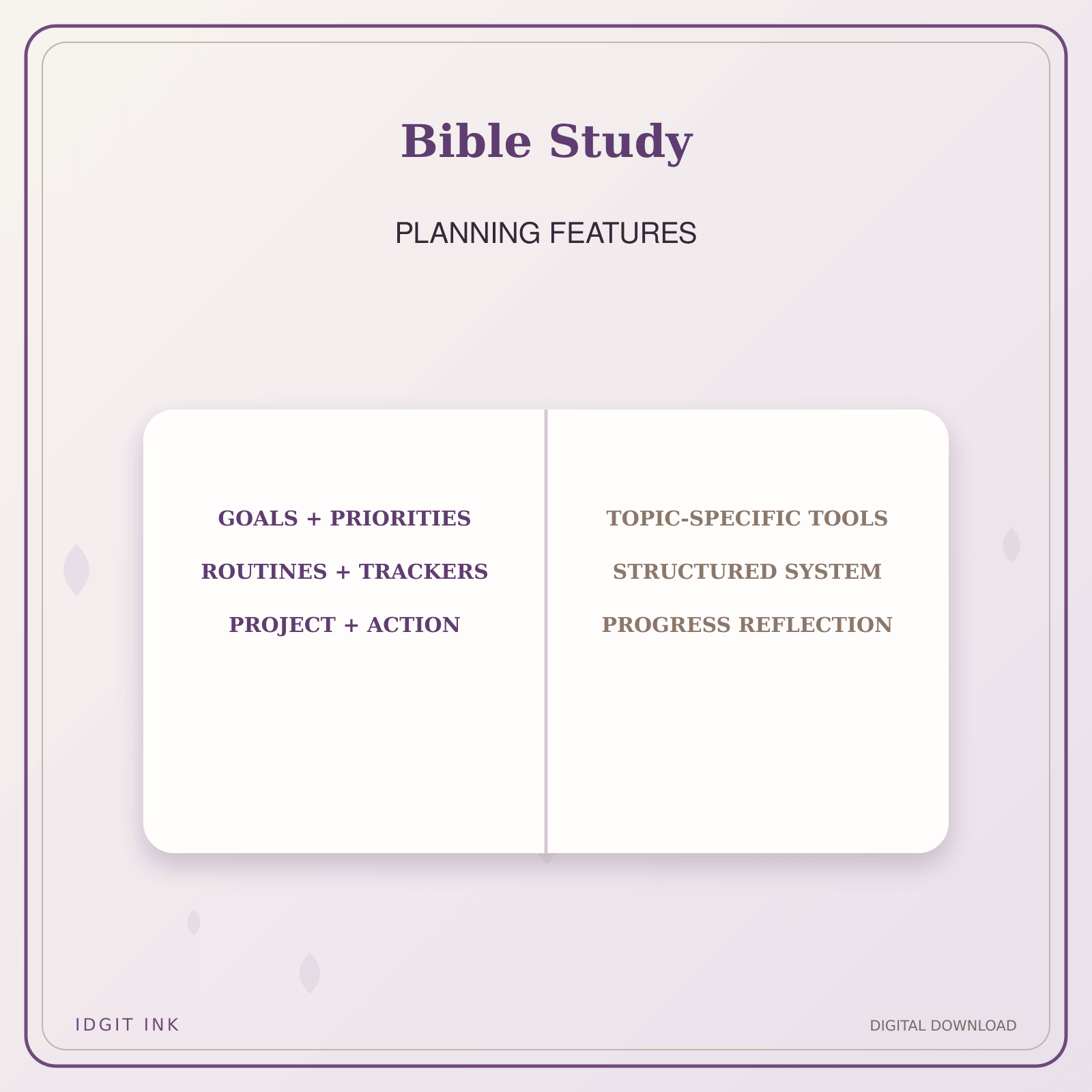 Idgit Ink Bible Study deluxe journal and planner bundle — planner organization and planning features