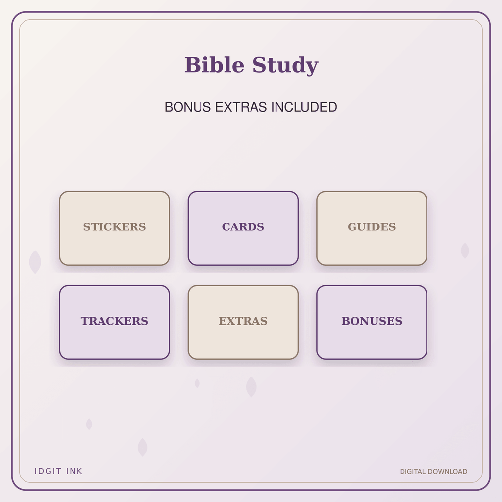 Idgit Ink Bible Study deluxe journal and planner bundle — included digital stickers and cards