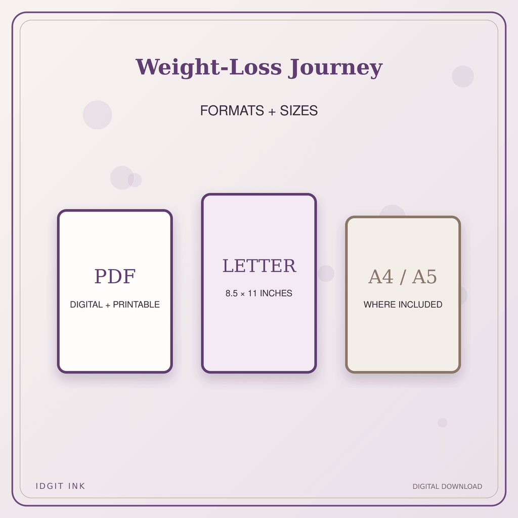 Idgit Ink Weight-Loss Journey deluxe journal and planner bundle — digital formats and available page sizes