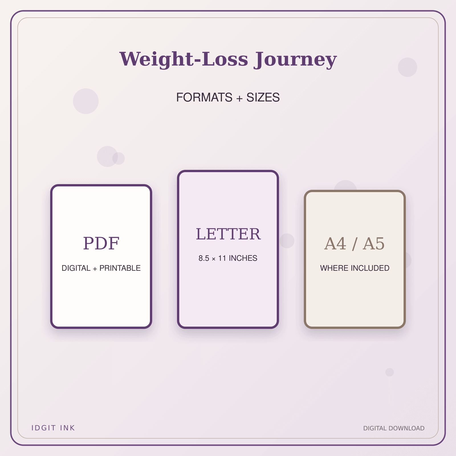 Idgit Ink Weight-Loss Journey deluxe journal and planner bundle — digital formats and available page sizes
