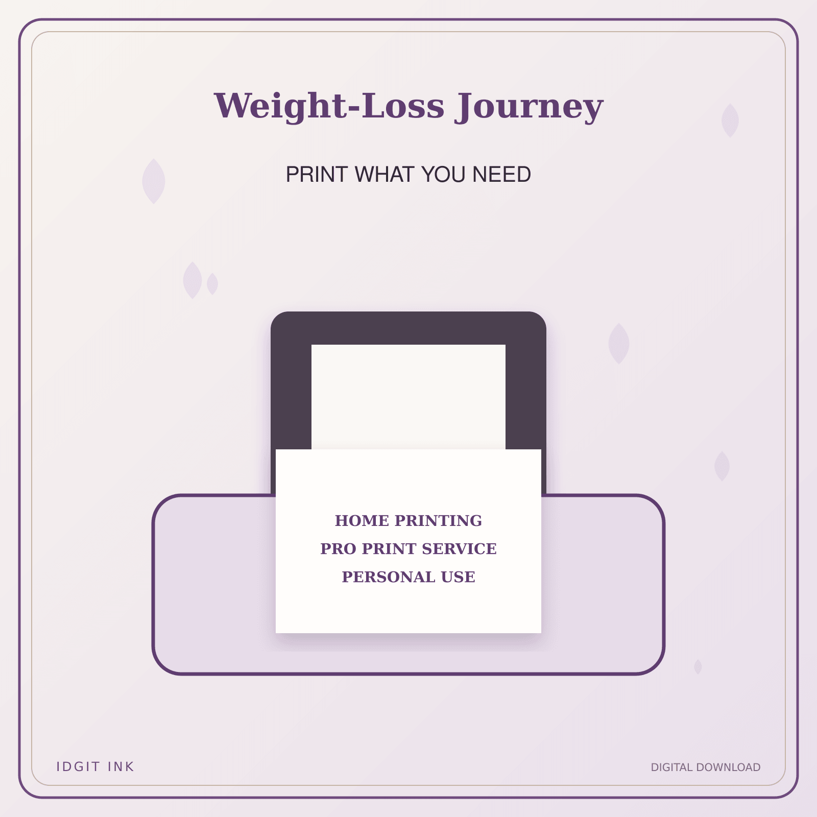 Idgit Ink Weight-Loss Journey deluxe journal and planner bundle — home and professional printing information