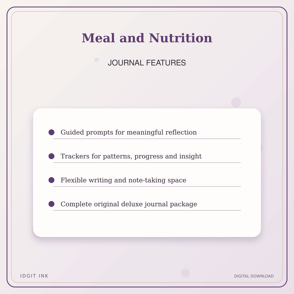 Idgit Ink Meal and Nutrition deluxe journal and planner bundle — journal prompts and reflection features