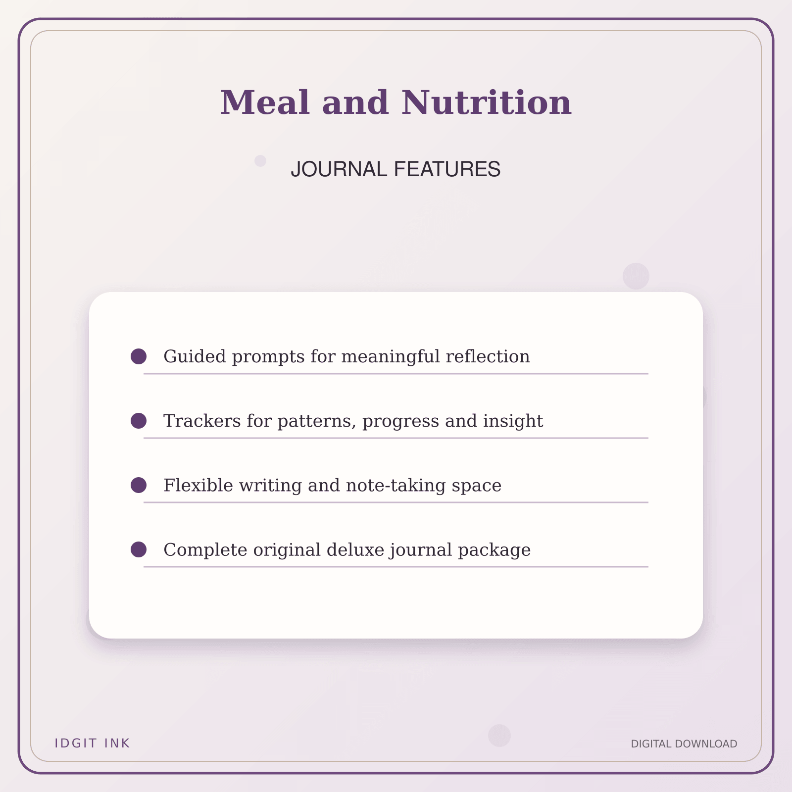 Idgit Ink Meal and Nutrition deluxe journal and planner bundle — journal prompts and reflection features