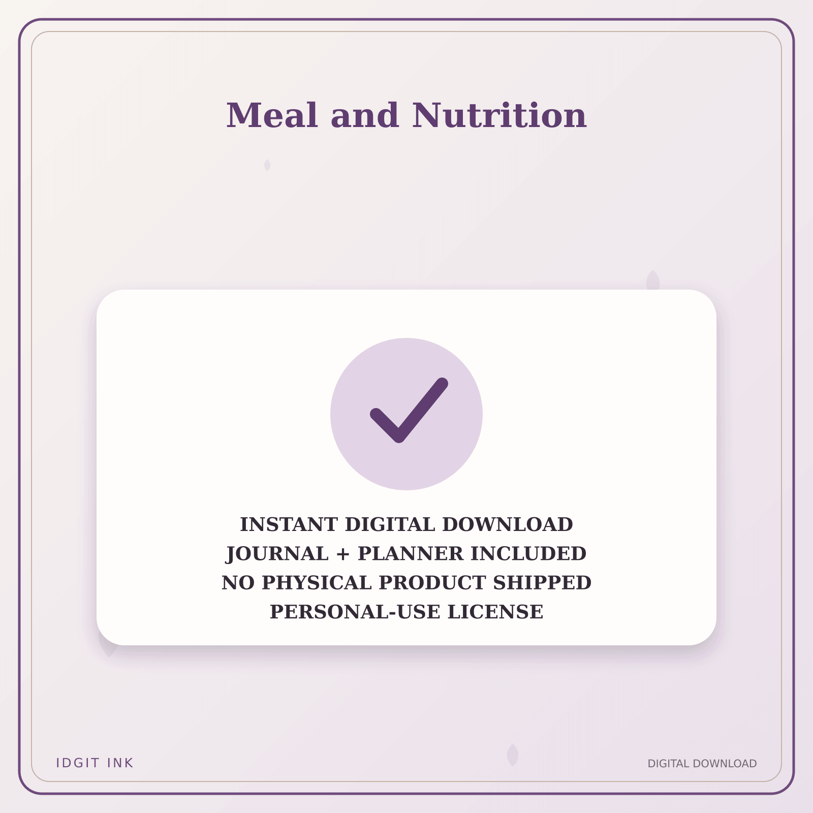 Idgit Ink Meal and Nutrition deluxe journal and planner bundle — instant download and no physical product notice