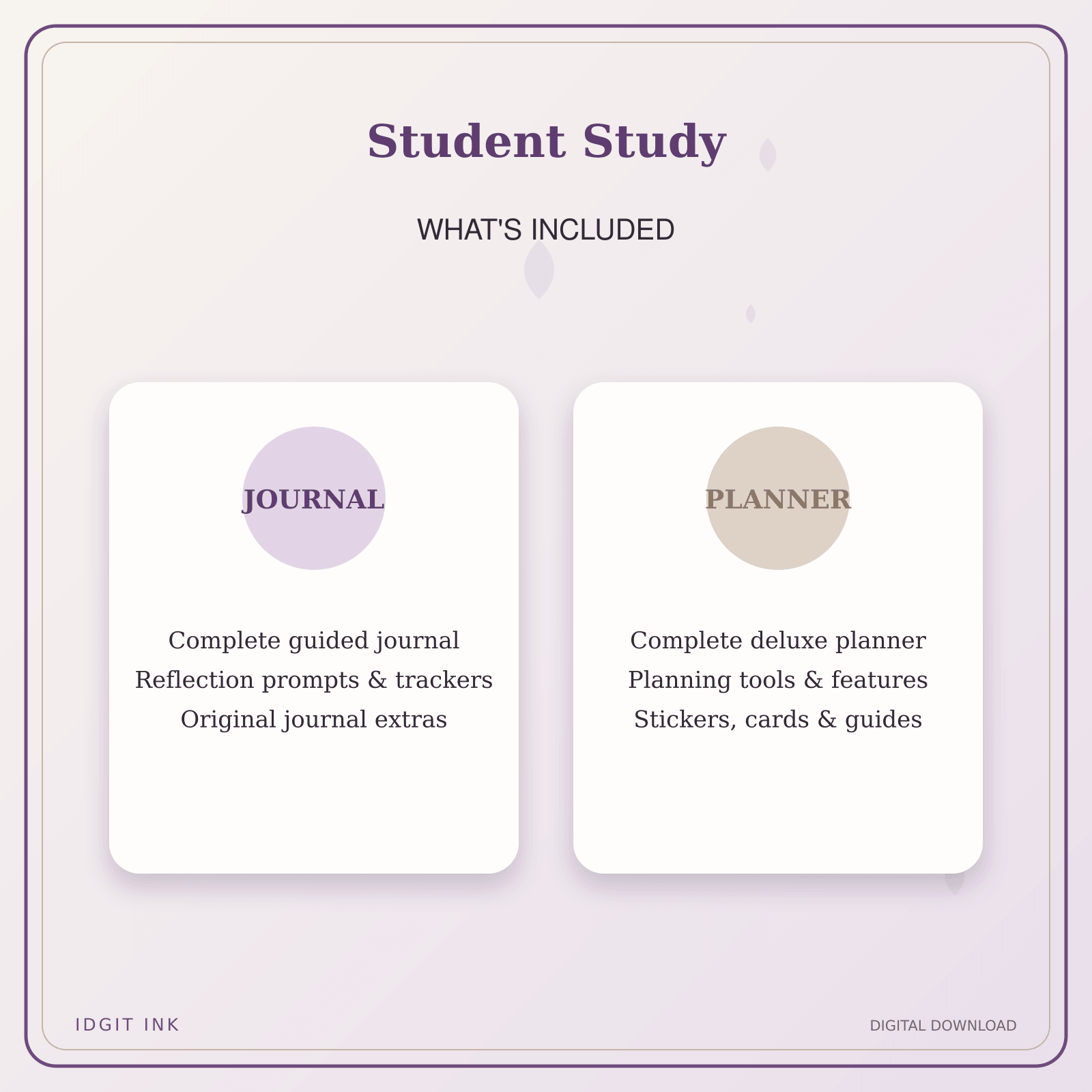Idgit Ink Student Study deluxe journal and planner bundle — complete journal and planner bundle contents