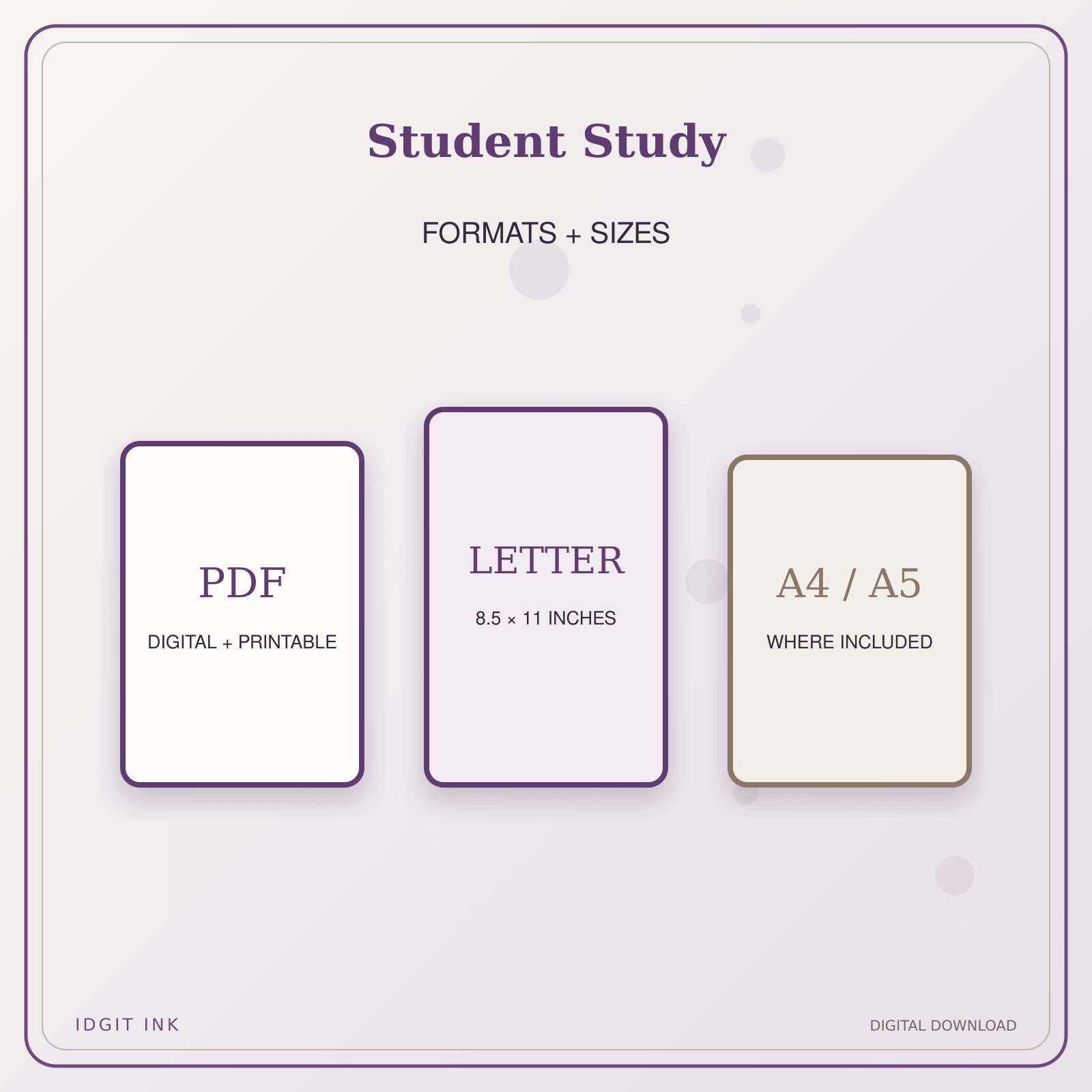 Idgit Ink Student Study deluxe journal and planner bundle — digital formats and available page sizes
