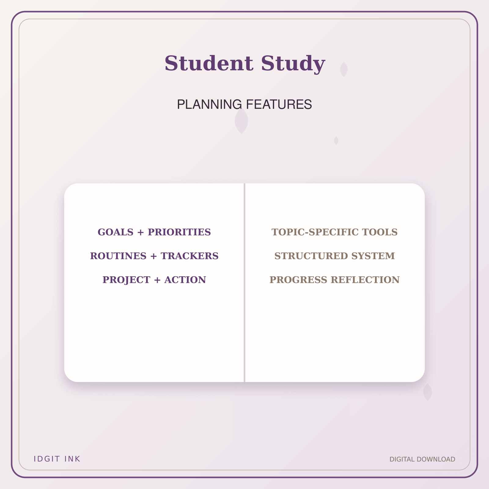 Idgit Ink Student Study deluxe journal and planner bundle — planner organization and planning features