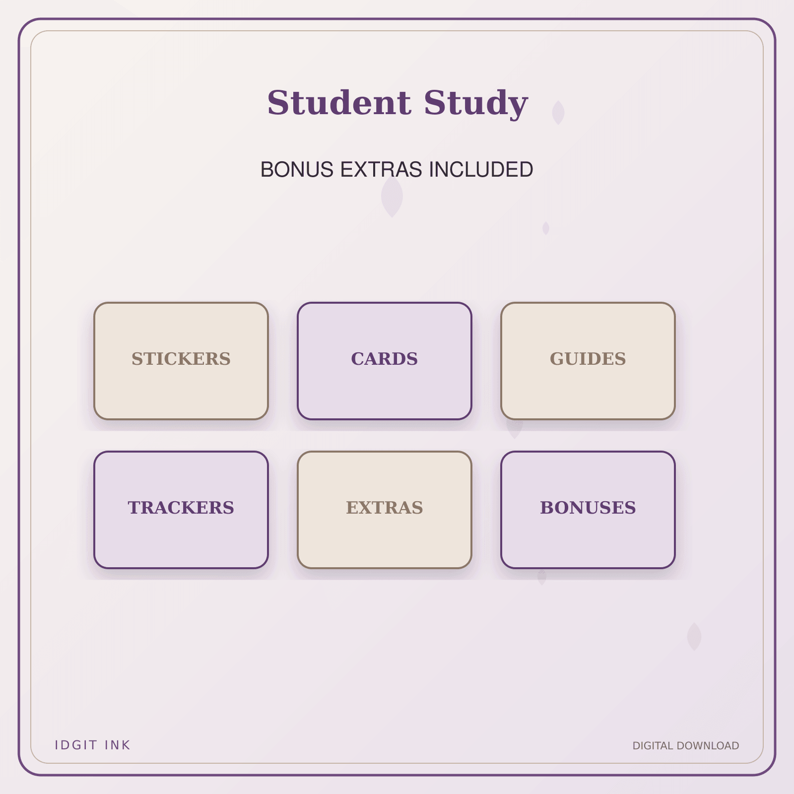 Idgit Ink Student Study deluxe journal and planner bundle — included digital stickers and cards