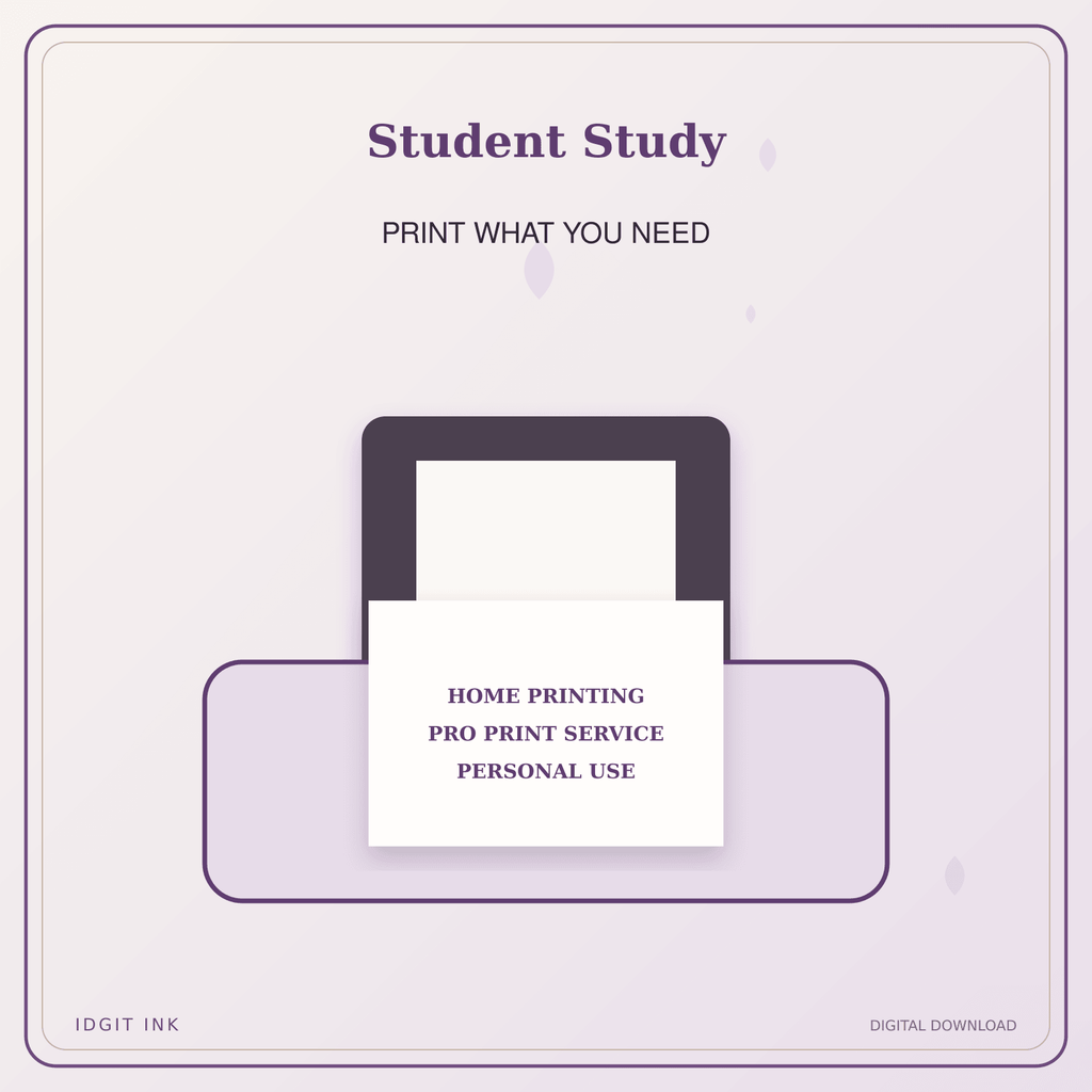 Idgit Ink Student Study deluxe journal and planner bundle — home and professional printing information