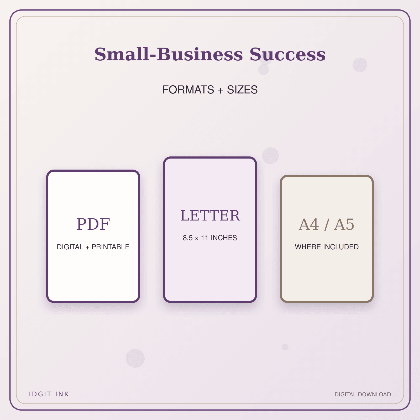 Idgit Ink Small-Business Success deluxe journal and planner bundle — digital formats and available page sizes