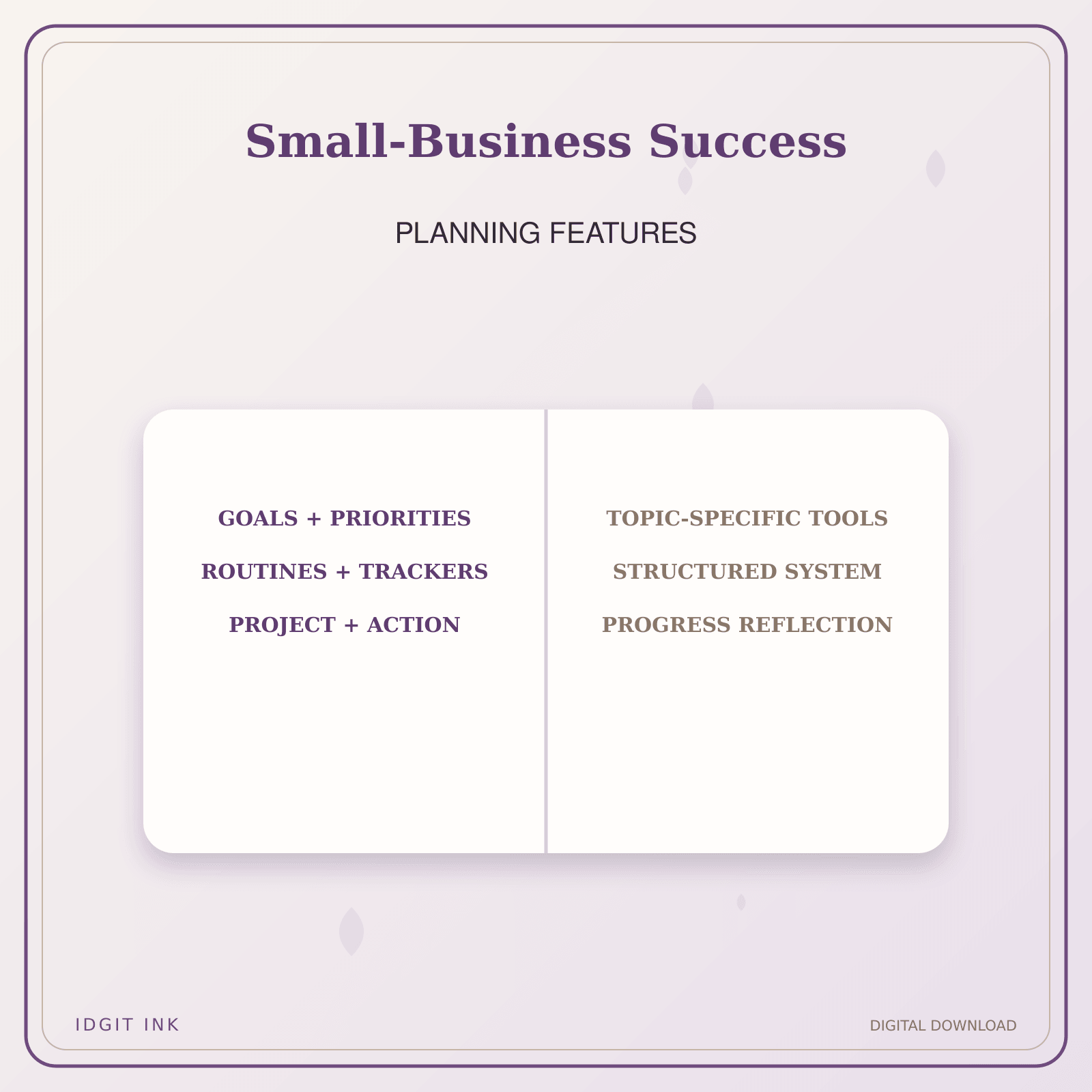 Idgit Ink Small-Business Success deluxe journal and planner bundle — planner organization and planning features