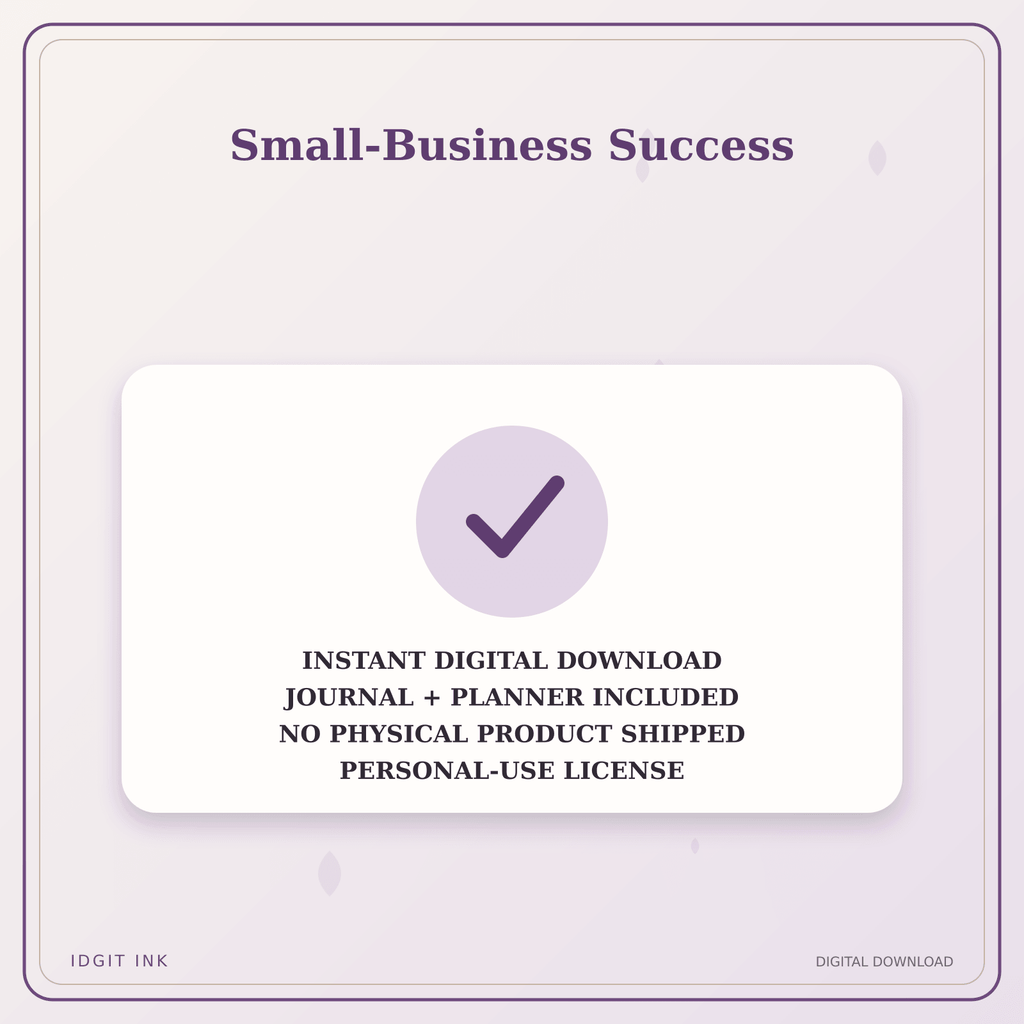 Idgit Ink Small-Business Success deluxe journal and planner bundle — instant download and no physical product notice