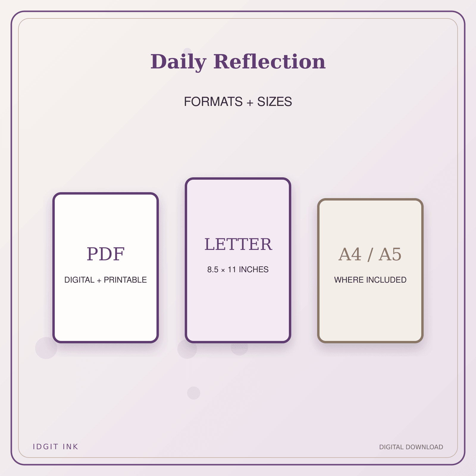 Idgit Ink Daily Reflection deluxe journal and planner bundle — digital formats and available page sizes