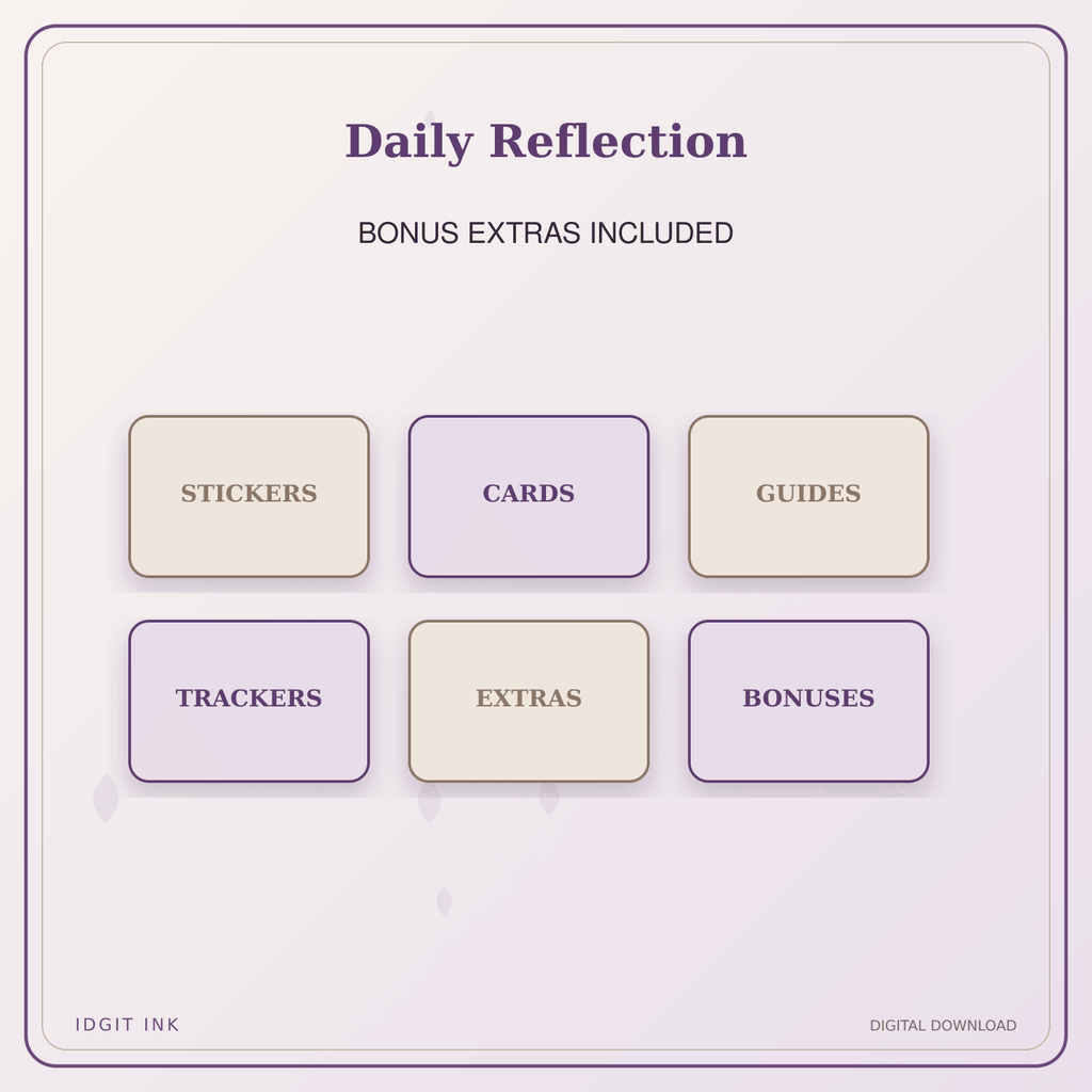 Idgit Ink Daily Reflection deluxe journal and planner bundle — included digital stickers and cards