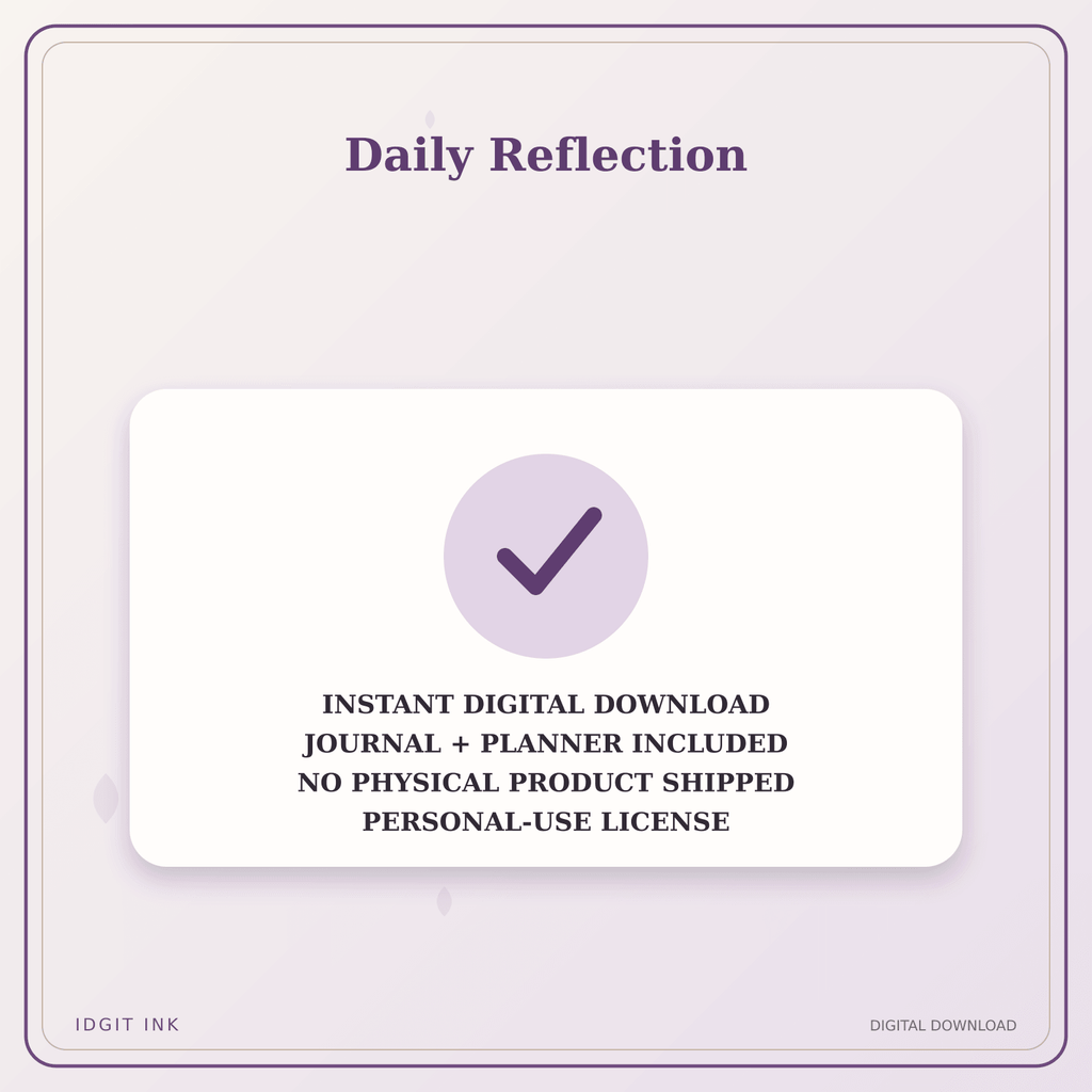 Idgit Ink Daily Reflection deluxe journal and planner bundle — instant download and no physical product notice