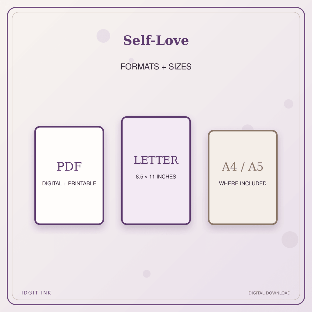 Idgit Ink Self-Love deluxe journal and planner bundle — digital formats and available page sizes