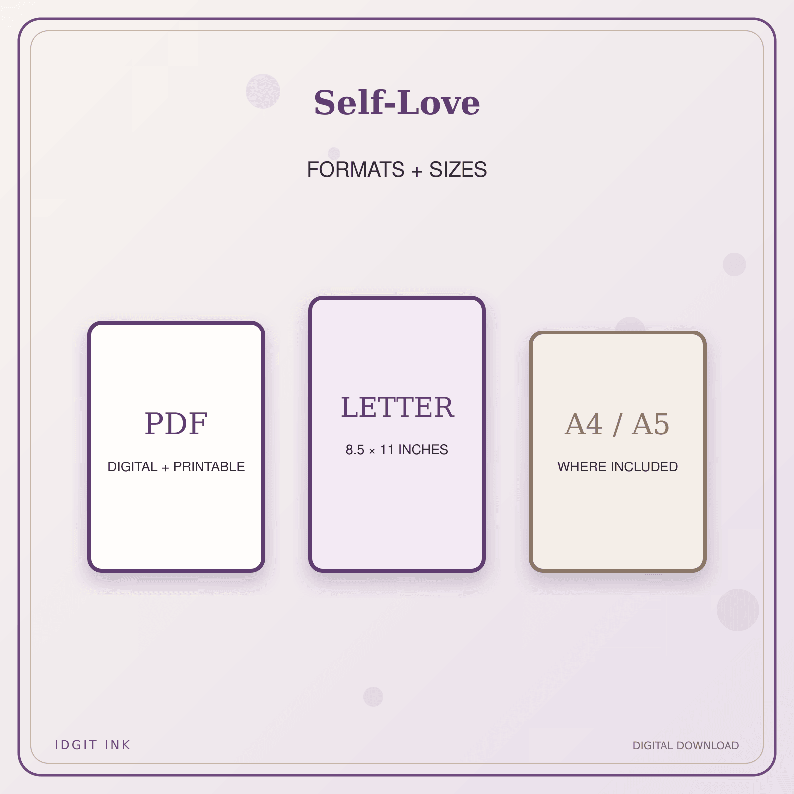 Idgit Ink Self-Love deluxe journal and planner bundle — digital formats and available page sizes