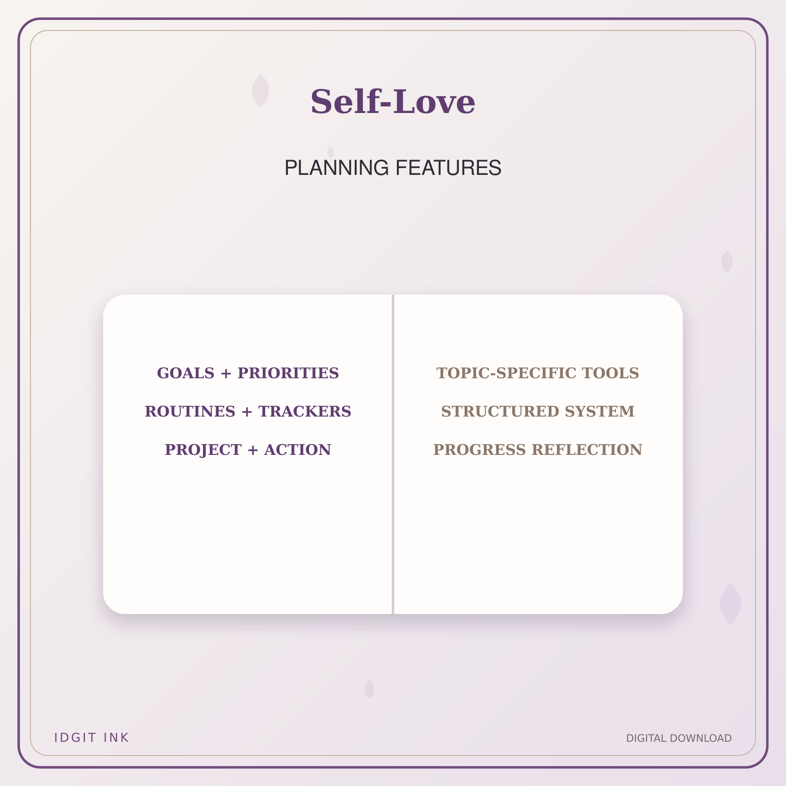 Idgit Ink Self-Love deluxe journal and planner bundle — planner organization and planning features