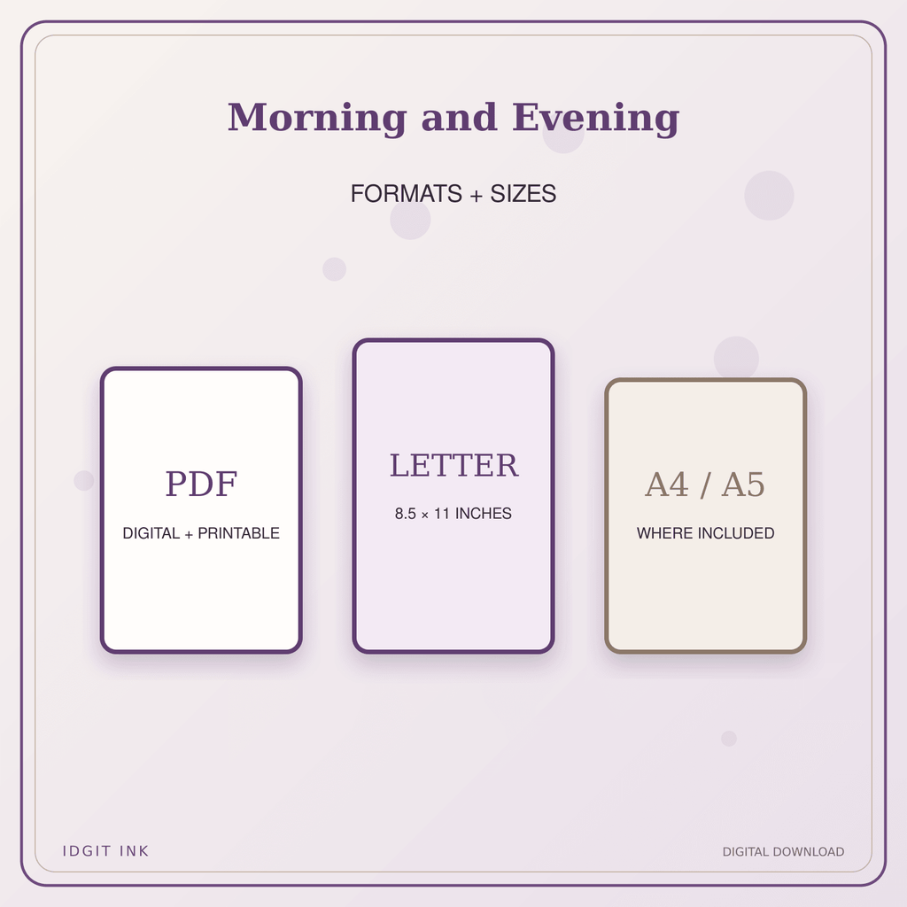 Idgit Ink Morning and Evening deluxe journal and planner bundle — digital formats and available page sizes