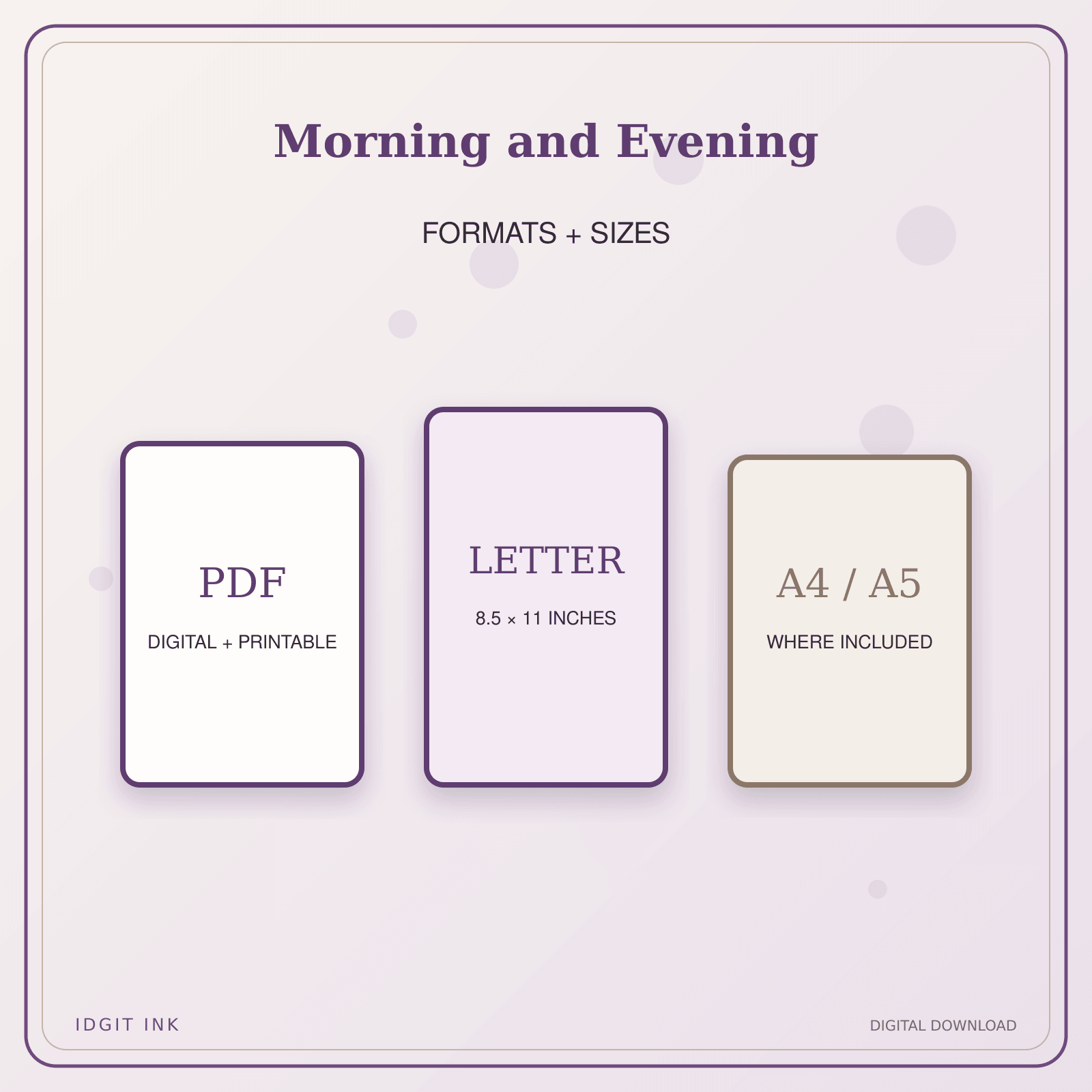 Idgit Ink Morning and Evening deluxe journal and planner bundle — digital formats and available page sizes