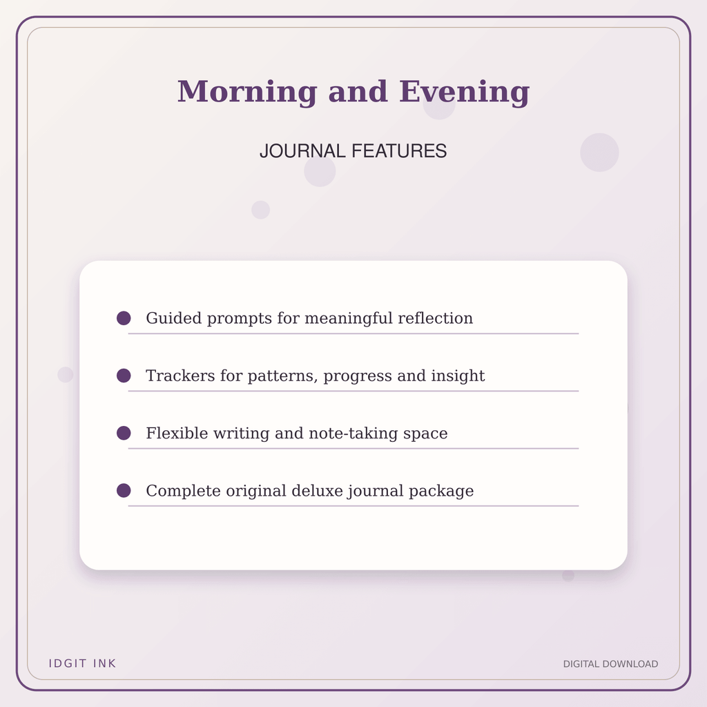 Idgit Ink Morning and Evening deluxe journal and planner bundle — journal prompts and reflection features
