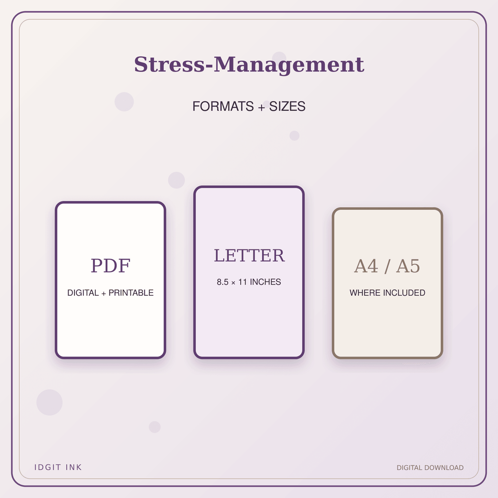 Idgit Ink Stress-Management deluxe journal and planner bundle — digital formats and available page sizes