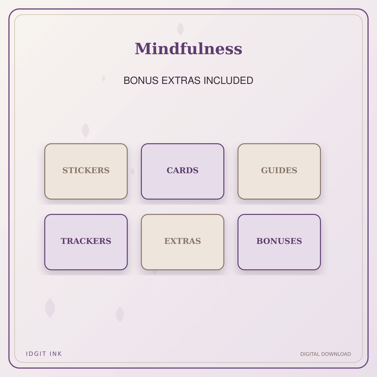 Idgit Ink Mindfulness deluxe journal and planner bundle — included digital stickers and cards
