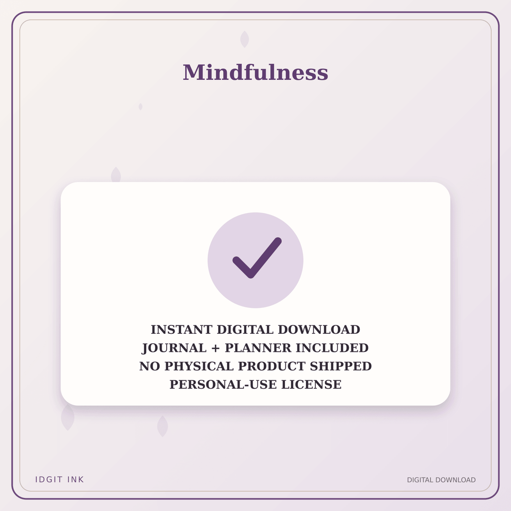 Idgit Ink Mindfulness deluxe journal and planner bundle — instant download and no physical product notice