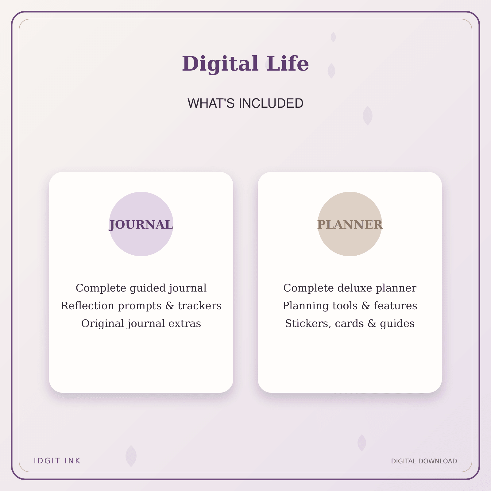 Idgit Ink Digital Life deluxe journal and planner bundle — complete journal and planner bundle contents