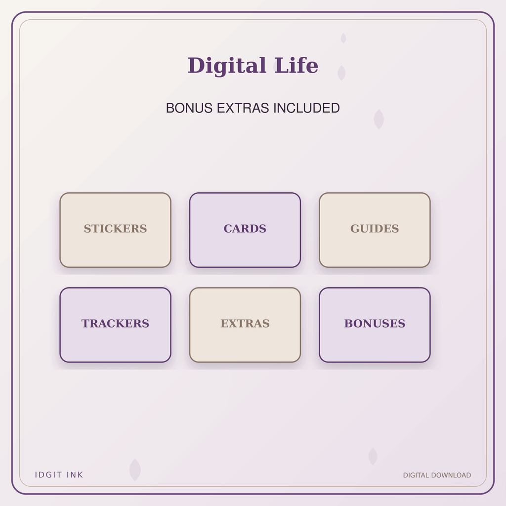 Idgit Ink Digital Life deluxe journal and planner bundle — included digital stickers and cards