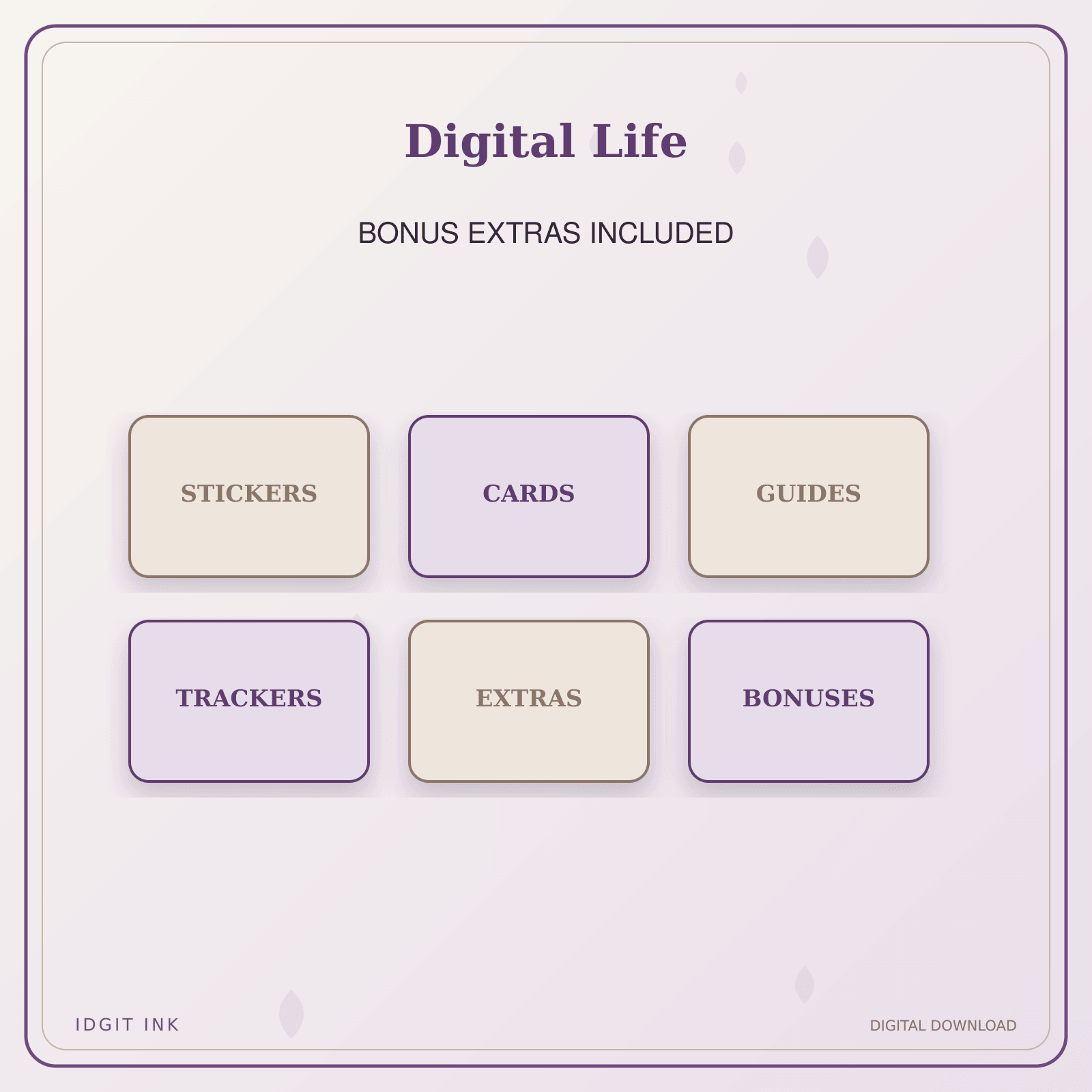 Idgit Ink Digital Life deluxe journal and planner bundle — included digital stickers and cards