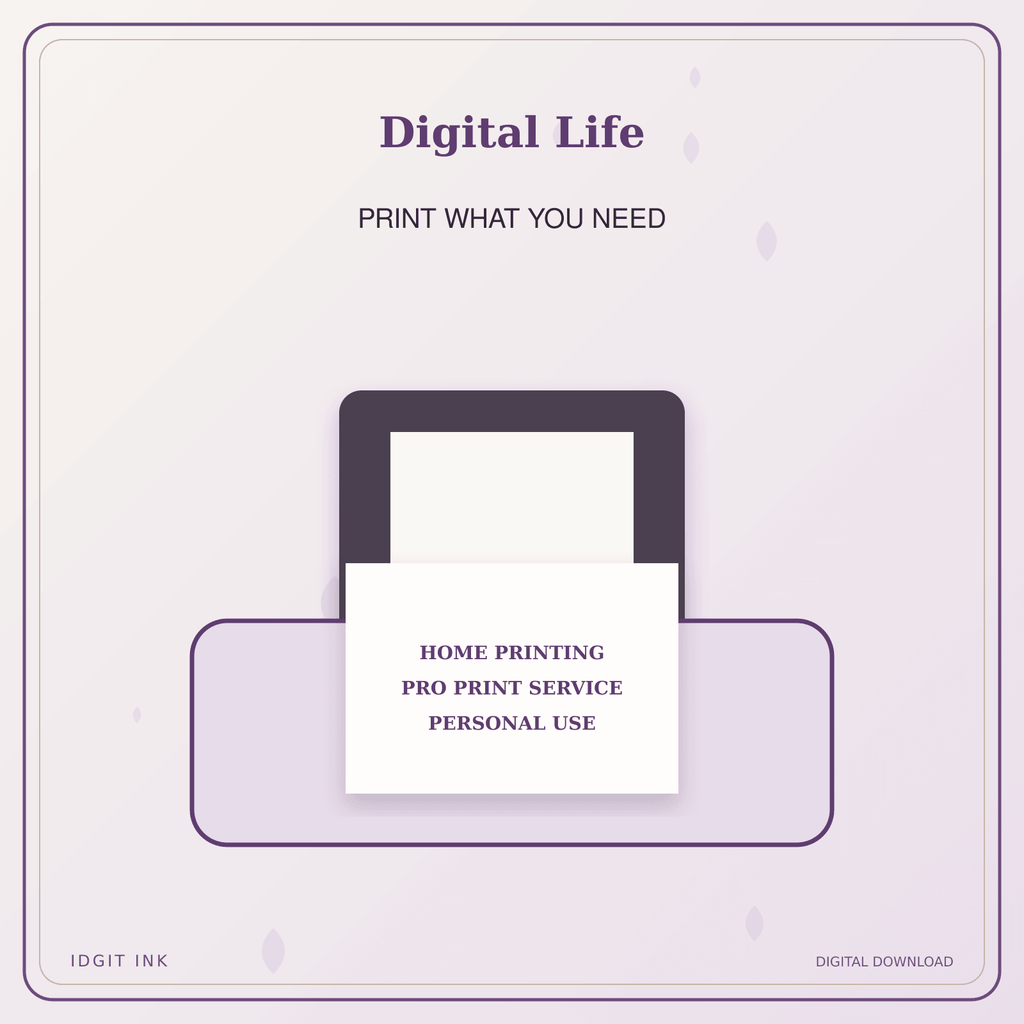 Idgit Ink Digital Life deluxe journal and planner bundle — home and professional printing information