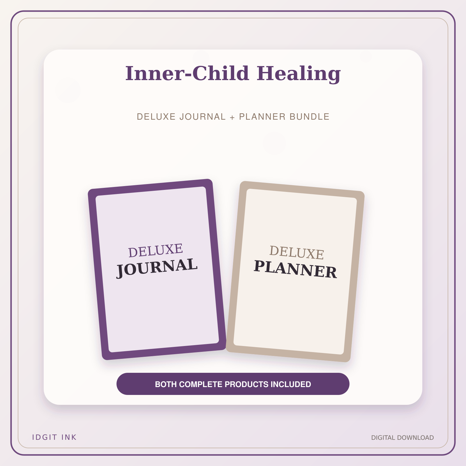 Idgit Ink Inner-Child Healing deluxe journal and planner bundle — primary bundle cover showing both deluxe products