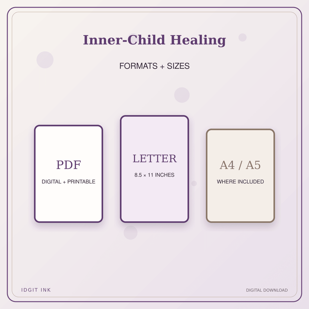 Idgit Ink Inner-Child Healing deluxe journal and planner bundle — digital formats and available page sizes