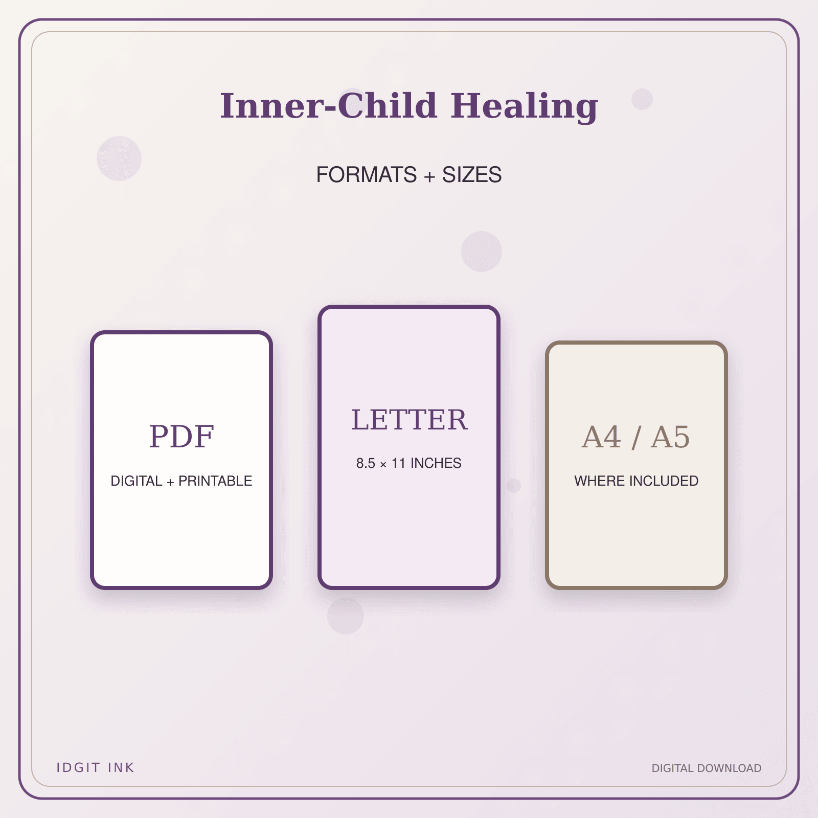 Idgit Ink Inner-Child Healing deluxe journal and planner bundle — digital formats and available page sizes