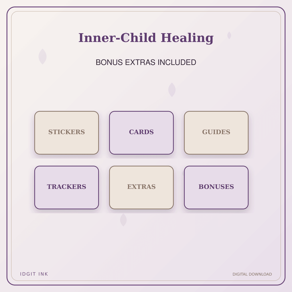 Idgit Ink Inner-Child Healing deluxe journal and planner bundle — included digital stickers and cards