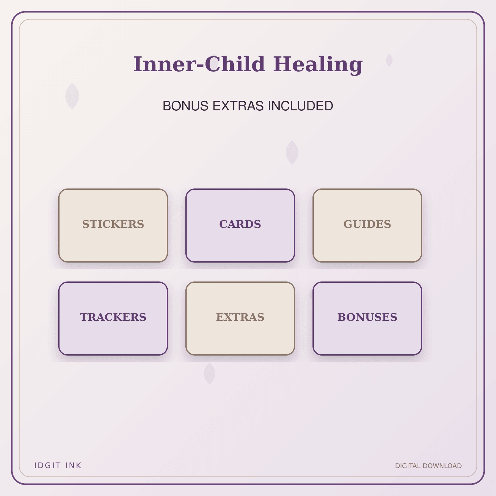 Idgit Ink Inner-Child Healing deluxe journal and planner bundle — included digital stickers and cards