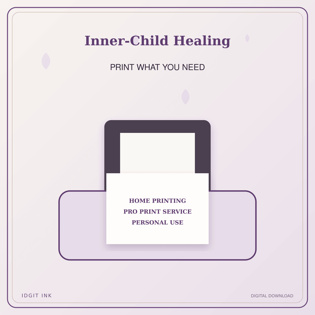 Idgit Ink Inner-Child Healing deluxe journal and planner bundle — home and professional printing information