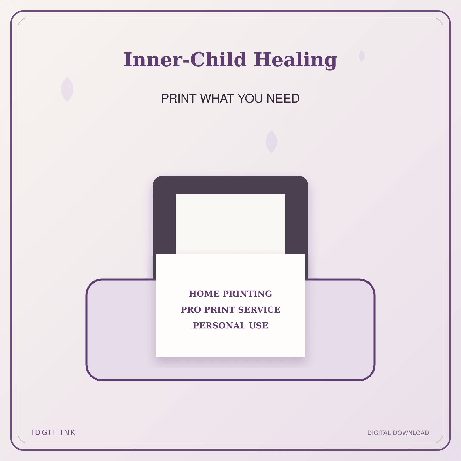Idgit Ink Inner-Child Healing deluxe journal and planner bundle — home and professional printing information